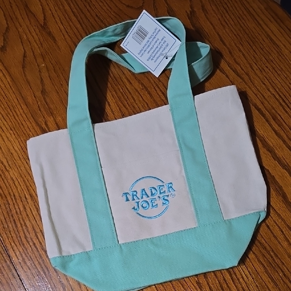 Trader Joes Mini Aqua Tote Bag